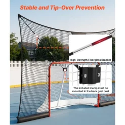 VEVOR Hockey Net Backstop, 12x7 ft Durable Hockey Goal Backstop Net with Extended Coverage, Lightweight and Portable Backyard Training Equipment, Easy Assembly, for Youth Adult (NET ONLY)