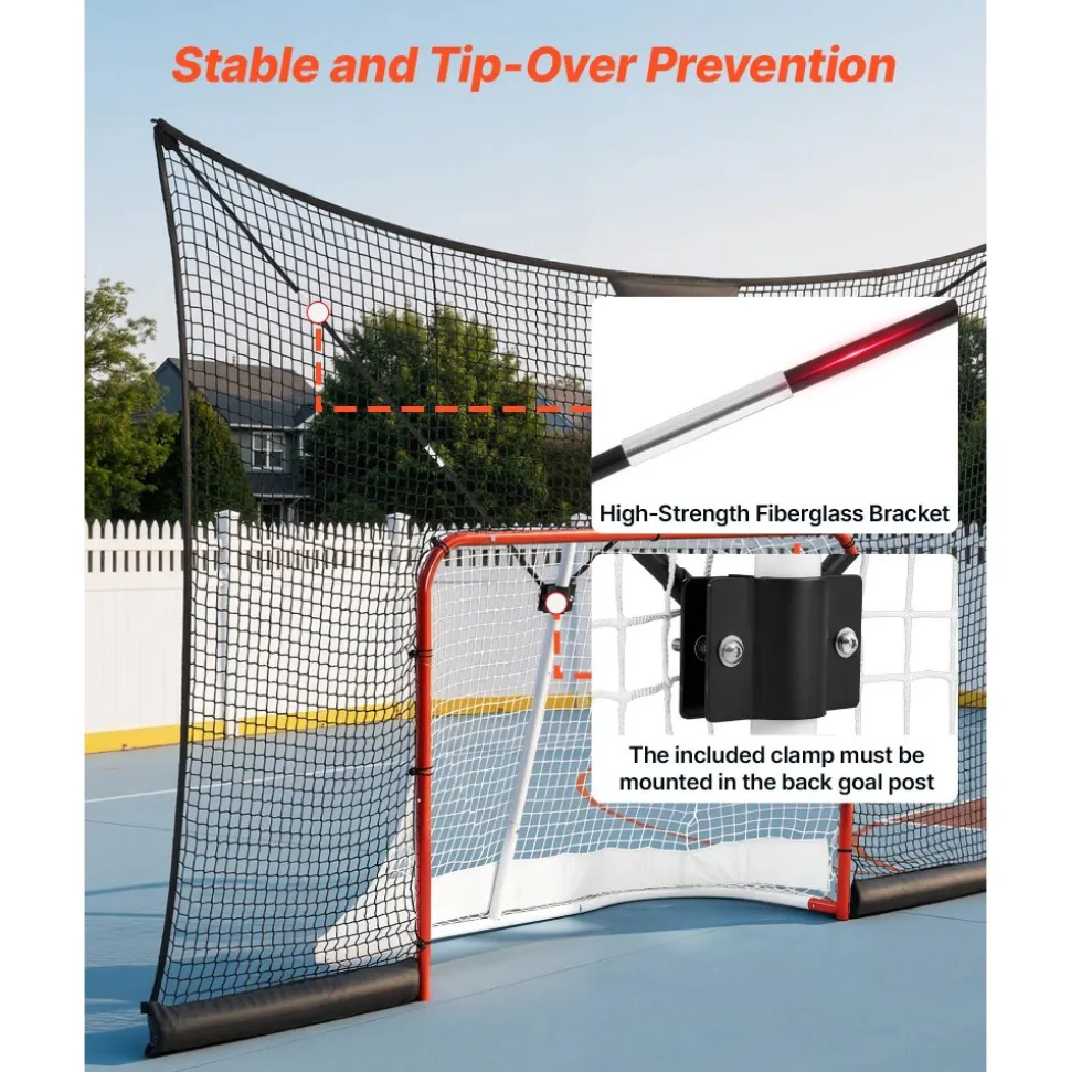 VEVOR Hockey Net Backstop, 12x7 ft Durable Hockey Goal Backstop Net with Extended Coverage, Lightweight and Portable Backyard Training Equipment, Easy Assembly, for Youth Adult (NET ONLY)