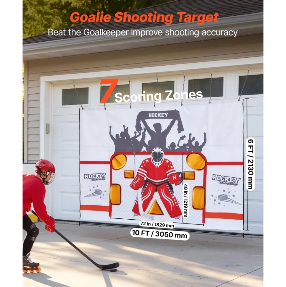 VEVOR Hockey Shooting Tarp, Shooter Tutor Ice Hockey Goal Practice Target, Tear-proof Premium Net with 7 Holes, Easy Set Up Hockey Net Replacement, Training Equipment for Practicing Shooting Accuracy