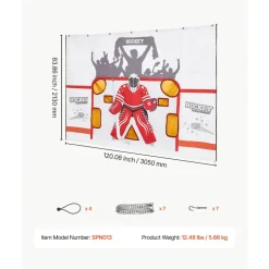 VEVOR Hockey Shooting Tarp, Shooter Tutor Ice Hockey Goal Practice Target, Tear-proof Premium Net with 7 Holes, Easy Set Up Hockey Net Replacement, Training Equipment for Practicing Shooting Accuracy