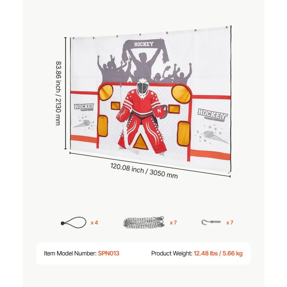 VEVOR Hockey Shooting Tarp, Shooter Tutor Ice Hockey Goal Practice Target, Tear-proof Premium Net with 7 Holes, Easy Set Up Hockey Net Replacement, Training Equipment for Practicing Shooting Accuracy