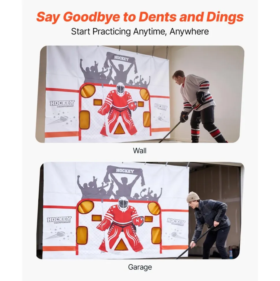 VEVOR Hockey Shooting Tarp, Shooter Tutor Ice Hockey Goal Practice Target, Tear-proof Premium Net with 7 Holes, Easy Set Up Hockey Net Replacement, Training Equipment for Practicing Shooting Accuracy