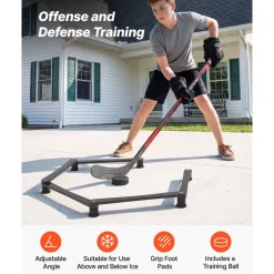 VEVOR Hockey Training Equipment, 5-Section Adjustable Hockey Stick Handling Trainer, Portable On/Off Ice Trainer, Lightweight Solid Sports Tool for Puck Control, Reaction Time, Hand-Eye Coordination
