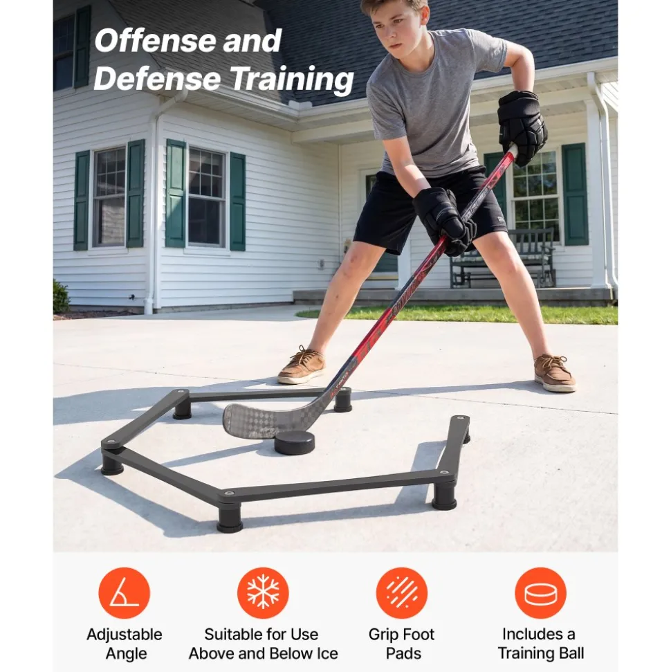 VEVOR Hockey Training Equipment, 5-Section Adjustable Hockey Stick Handling Trainer, Portable On/Off Ice Trainer, Lightweight Solid Sports Tool for Puck Control, Reaction Time, Hand-Eye Coordination