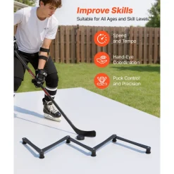 VEVOR Hockey Training Equipment, 5-Section Adjustable Hockey Stick Handling Trainer, Portable On/Off Ice Trainer, Lightweight Solid Sports Tool for Puck Control, Reaction Time, Hand-Eye Coordination