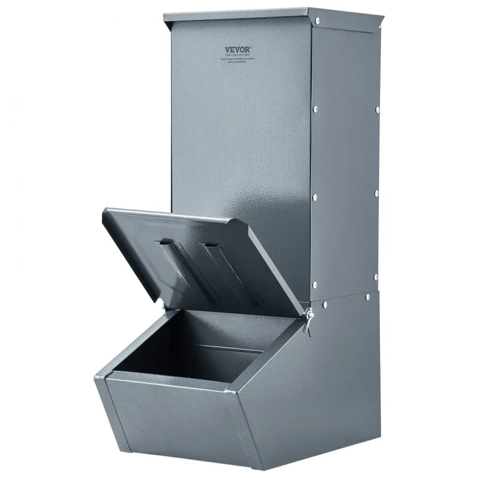 VEVOR Hog Feeder, 2.2 Bushel Capacity, Single Door Pig Feeder, Heavy Duty Steel Piglets Feeder, Multipurpose Trough Creep Feeder, Outdoor Livestock Feeder Farm Accessory for Feeding up to 5 Hogs