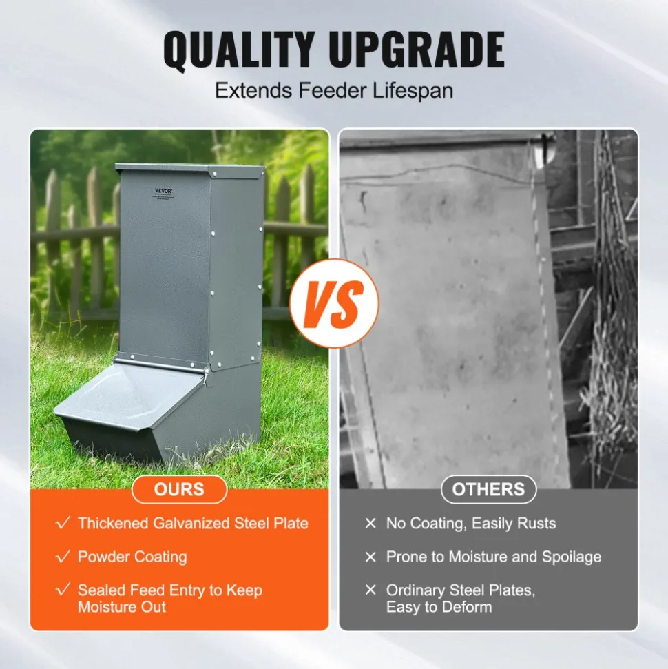 VEVOR Hog Feeder, 2.2 Bushel Capacity, Single Door Pig Feeder, Heavy Duty Steel Piglets Feeder, Multipurpose Trough Creep Feeder, Outdoor Livestock Feeder Farm Accessory for Feeding up to 5 Hogs