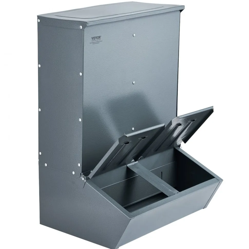 VEVOR Hog Feeder, 3.7 Bushel Capacity, Double Door Pig Feeder, Heavy Duty Steel Piglets Feeder, Multipurpose Trough Creep Feeder, Outdoor Livestock Feeder Farm Accessory for Feeding up to 8 Hogs