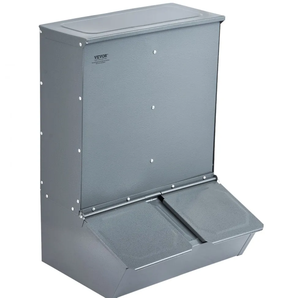 VEVOR Hog Feeder, 3.7 Bushel Capacity, Double Door Pig Feeder, Heavy Duty Steel Piglets Feeder, Multipurpose Trough Creep Feeder, Outdoor Livestock Feeder Farm Accessory for Feeding up to 8 Hogs