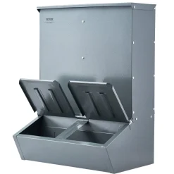 VEVOR Hog Feeder, 3.7 Bushel Capacity, Double Door Pig Feeder, Heavy Duty Steel Piglets Feeder, Multipurpose Trough Creep Feeder, Outdoor Livestock Feeder Farm Accessory for Feeding up to 8 Hogs