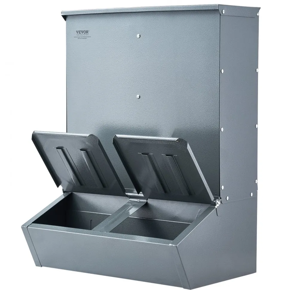 VEVOR Hog Feeder, 3.7 Bushel Capacity, Double Door Pig Feeder, Heavy Duty Steel Piglets Feeder, Multipurpose Trough Creep Feeder, Outdoor Livestock Feeder Farm Accessory for Feeding up to 8 Hogs