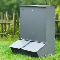 VEVOR Hog Feeder, 3.7 Bushel Capacity, Double Door Pig Feeder, Heavy Duty Steel Piglets Feeder, Multipurpose Trough Creep Feeder, Outdoor Livestock Feeder Farm Accessory for Feeding up to 8 Hogs