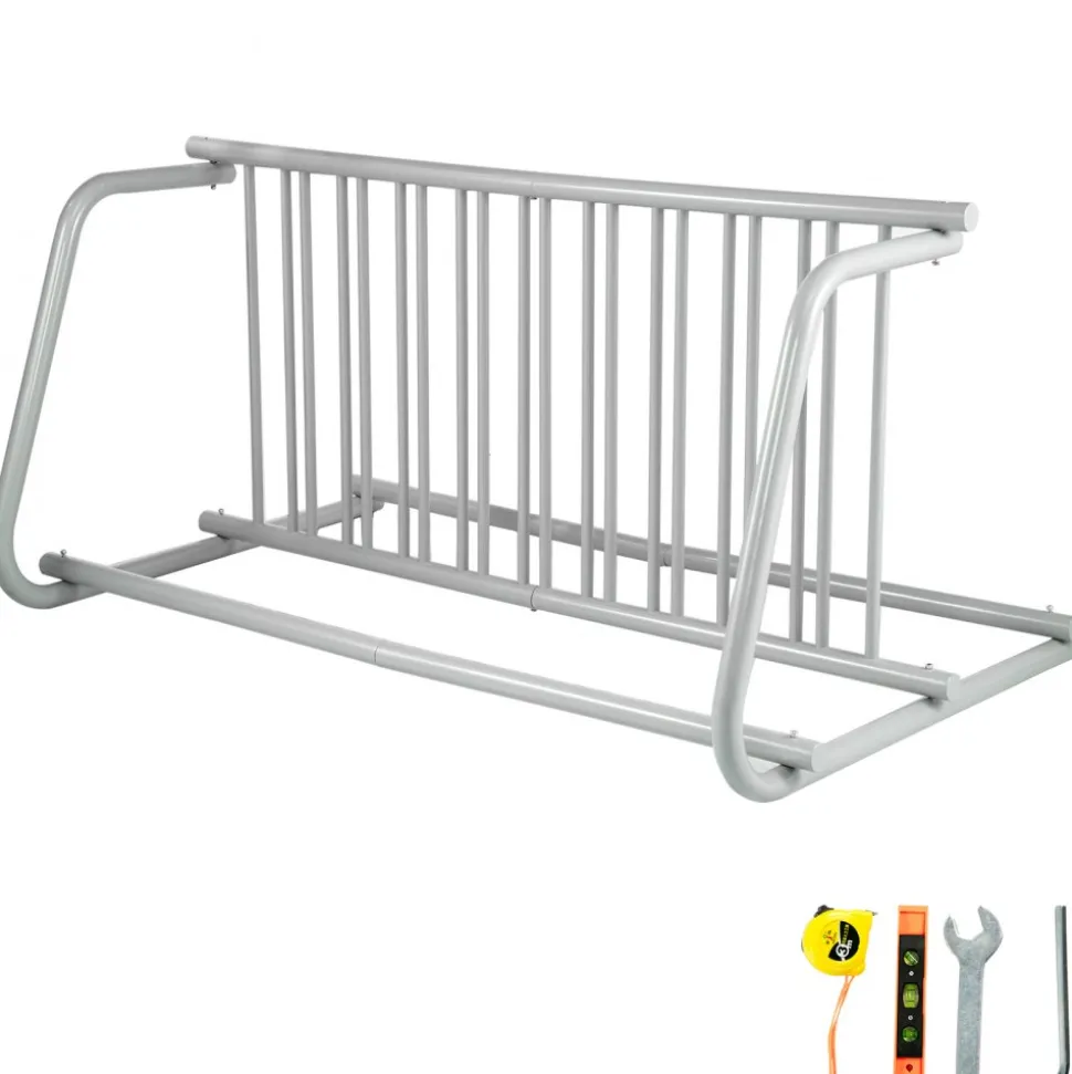 VEVOR 10 Holders Floor Bike Rack, 59" Length All-Steel Grid Bike Rack, 10-Bike Capacity Dual-Side Storage Stand for Garages Streets Yards Bike Events