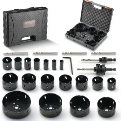 VEVOR Hole Saw Kit, 18 PCS Saw Blades, 6 Drill Bits, 1 Hex Wrench, General Purpose Size from 3/4" to 4-1/2", Bi Metal M42 Hole Saw Set with Carrying Case, Ideal for Wood Board, Plastic and Iron Plate