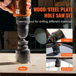 VEVOR Hole Saw Kit, 18 PCS Saw Blades, 6 Drill Bits, 1 Hex Wrench, General Purpose Size from 3/4