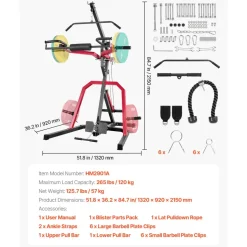 VEVOR Home Gym Equipment, Leverage Gym with 2:1 Ratio LAT Low Row System, Strength Training Machine for Squats Deadlifts Bench Press Bicep Curls, Home Gym Machine, Adjustable Full Body Workout Station