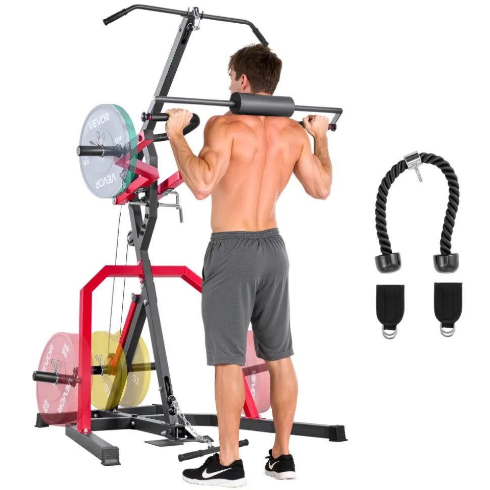 VEVOR Home Gym Equipment, Leverage Gym with 2:1 Ratio LAT Low Row System, Strength Training Machine for Squats Deadlifts Bench Press Bicep Curls, Home Gym Machine, Adjustable Full Body Workout Station