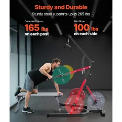 VEVOR Home Gym Equipment, Leverage Gym with 2:1 Ratio LAT Low Row System, Strength Training Machine for Squats Deadlifts Bench Press Bicep Curls, Home Gym Machine, Adjustable Full Body Workout Station