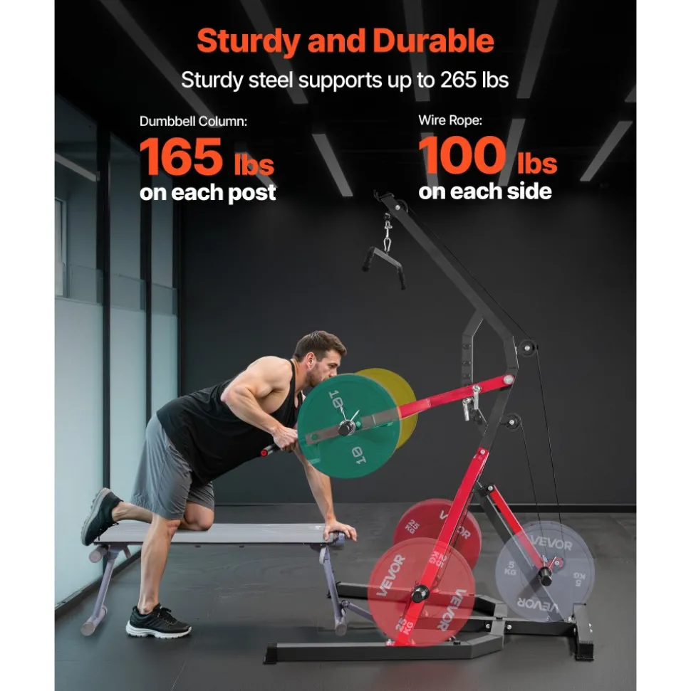 VEVOR Home Gym Equipment, Leverage Gym with 2:1 Ratio LAT Low Row System, Strength Training Machine for Squats Deadlifts Bench Press Bicep Curls, Home Gym Machine, Adjustable Full Body Workout Station
