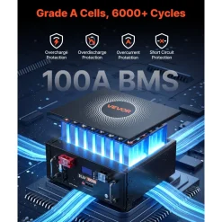 VEVOR Home Power Station Backup Power, 5120Wh, LiFePO4 Lithium Battery, Support Communication, Bluetooth and WiFi, AC 5000W Inverter, Fast Charge, for Home Backup, Emergency, Solar System Components