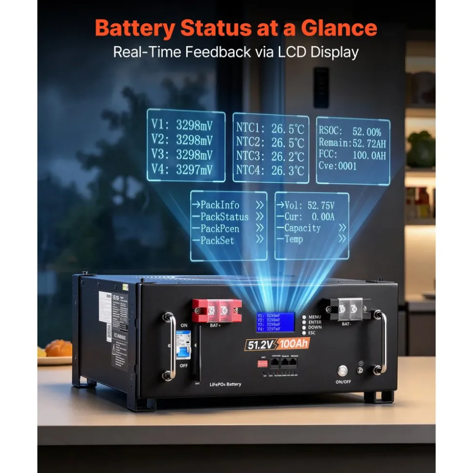 VEVOR Home Power Station Backup Power, 5120Wh, LiFePO4 Lithium Battery, Support Communication, Bluetooth and WiFi, AC 10000W Inverter, Fast Charge, for Home Backup, Emergency, Solar System Components