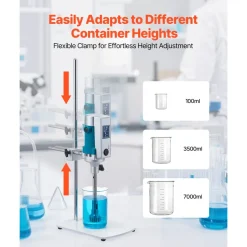 VEVOR Homogenizer, 900 W Laboratory High Speed Dispersing Homogenizer, 2000-28000RPM High Shear Lab Mixer Emulsification Machine, Digital Display Blender, Stainless Steel, for Cosmetics/Food Industry