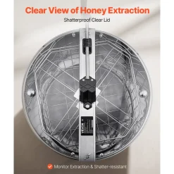 VEVOR Honey Extractor, 4/8 Frame Manual Honey Spinner with Transparent Lid, Stainless Steel Honeycomb Drum Spinner with Height Adjustable Stand, Honeycomb Extraction Equipment for Beekeeping