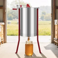 VEVOR Honey Extractor, 6 Frame Manual Honey Spinner with Transparent Lid, Stainless Steel Honeycomb Drum Spinner with Height Adjustable Stand, Honeycomb Extraction Centrifuge Equipment for Beekeeping
