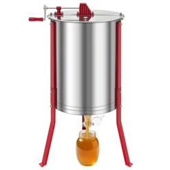 VEVOR Honey Extractor, 6 Frame Manual Honey Spinner with Transparent Lid, Stainless Steel Honeycomb Drum Spinner with Height Adjustable Stand, Honeycomb Extraction Centrifuge Equipment for Beekeeping