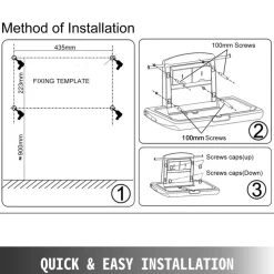 VEVOR Horizontal Baby Changing Table Wall-mounted Baby Diaper Changing Station Vertical Fold Down Baby Changing Table