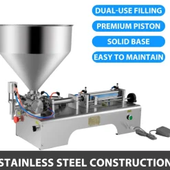 VEVOR Horizontal Pneumatic Liquid Filling Machine 10-300ML, Paste Liquid Filling Machine with 30L Hopper, Pneumatic Dual-use Paste Filling Machine for Cream Shampoo Liquids