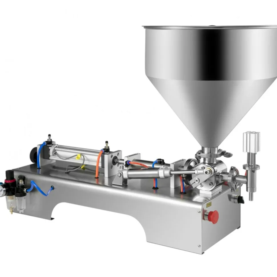VEVOR Horizontal Pneumatic Liquid Filling Machine 10-300ML, Paste Liquid Filling Machine with 30L Hopper, Pneumatic Dual-use Paste Filling Machine for Cream Shampoo Liquids