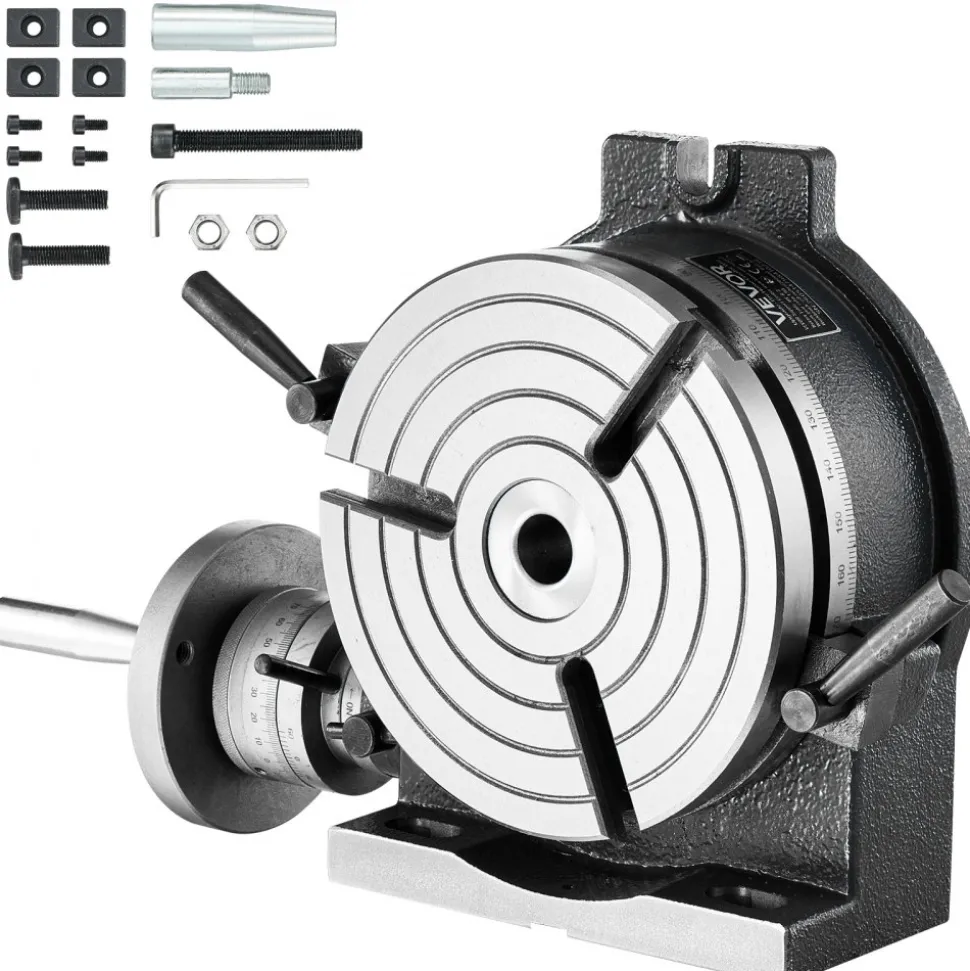VEVOR Horizontal Vertical Rotary Table 8 in Precision Milling Rotary Table, with T-Slot & Graduated Scale, Worm Gear Adjustment, Cast Iron, Precision Indexing, for Milling Machines & Drill Presses