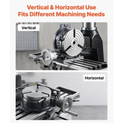 VEVOR Horizontal Vertical Rotary Table 8 in Precision Milling Rotary Table, with T-Slot & Graduated Scale, Worm Gear Adjustment, Cast Iron, Precision Indexing, for Milling Machines & Drill Presses