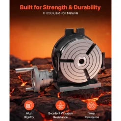 VEVOR Horizontal Vertical Rotary Table 8 in Precision Milling Rotary Table, with T-Slot & Graduated Scale, Worm Gear Adjustment, Cast Iron, Precision Indexing, for Milling Machines & Drill Presses