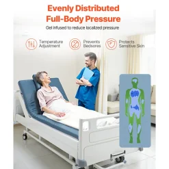 VEVOR Hospital Bed Mattress, 300 lbs Load, Long Term Care Pressure Redistribution Medical-Grade Dual Layer Foam Mattress, Waterproof for Bedsore Treatment Nursing Homes and Home Care, 34 x 76 x 3.5 in