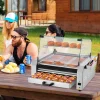 VEVOR Hot Dog Roller, 12 Hot Dog 5 Rollers, Stainless Steel Sausage Grill Cooker, 750W Commercial Hot Dog Machine with Dual Temp Control, Cover, Side Storage Box, Removable Shelf & Oil Drip Tray