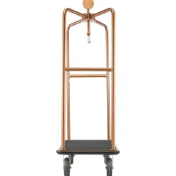 VEVOR Hotel Luggage Cart, 1200 lbs Heavy Duty Bellman Cart with Stainless Steel Frame, 8 in Rubber Wheels, Black Carpeted Deck, Commercial Luggage Carrier Rolling Trolley for Hotels,Resorts, Rose Gold