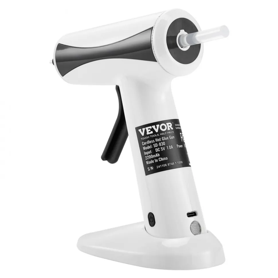 VEVOR Hot Glue Gun, Rechargeable Cordless Glue Gun, Mini Wireless Hot Glue Gun Kit with 2200mAh Battery, 20 Pcs Glue Sticks, Fast Preheating & High Temp, for Crafts, Arts, DIY, Quick Home Repairs