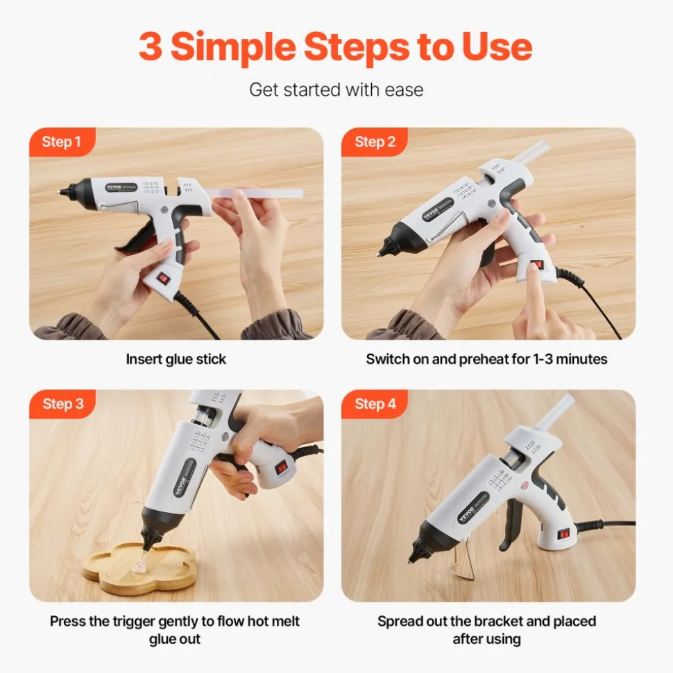VEVOR Hot Glue Gun, 60/100W Dual Power, Mini Hot Glue Gun with 20 Premium Glue Sticks and Oxford Cloth Bag, Fast Preheating & High Temp Melt Glue Gun for Crafts, Arts, DIY, Quick Home Repairs, White