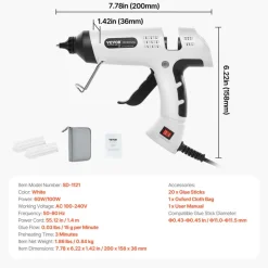 VEVOR Hot Glue Gun, 60/100W Dual Power, Mini Hot Glue Gun with 20 Premium Glue Sticks and Oxford Cloth Bag, Fast Preheating & High Temp Melt Glue Gun for Crafts, Arts, DIY, Quick Home Repairs, White