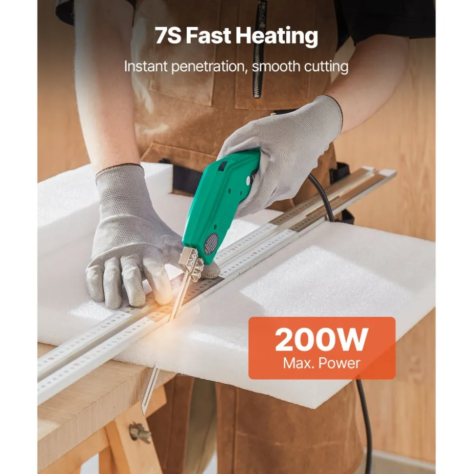 VEVOR Hot Knife Foam Cutter, 200W Electric Foam Cutting Tool, 122℉ - 932℉ Adjustable Styrofoam Cutter with 6" & 8" Cutting Blades for KT Board, Polyethylene, Sponge, Rubber - Tool Box Included