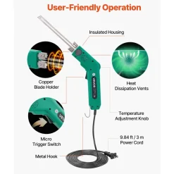 VEVOR Hot Knife Foam Cutter, 200W Electric Foam Cutting Tool, 122℉ - 932℉ Adjustable Styrofoam Cutter with 6