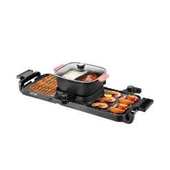 VEVOR Hot Pot with Grill, 2300W 2-in-1 Electric Smokeless Grill and Hot Pot, Removable Shabu-shabu Hotpot with Non-stick Pan, Separate Dual Temperature Control, Indoor Korean BBQ for 1-6 People