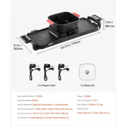 VEVOR Hot Pot with Grill, 2300W 2-in-1 Electric Smokeless Grill and Hot Pot, Removable Shabu-shabu Hotpot with Non-stick Pan, Separate Dual Temperature Control, Indoor Korean BBQ for 1-6 People