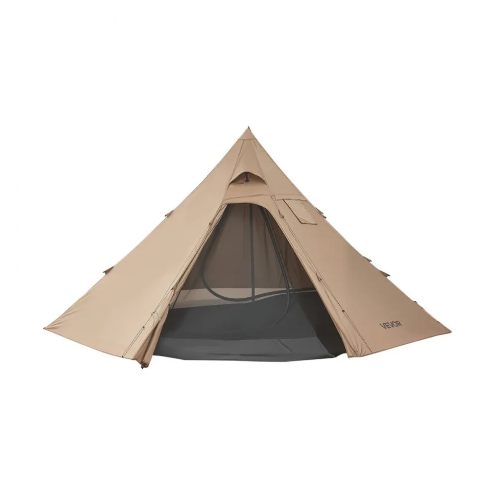 VEVOR Hot Tent for 4 Persons, Camping Tipi Hot Tents with Stove Jack & Inner Tent, Portable Winter Camping Tents with Snow Skirt, Easy Setup, Waterproof 4 Season Shelter Tents for Fishing Backpacking