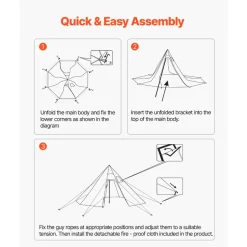 VEVOR Hot Tent for 2 Persons, Portable Winter Tipi Tent with Stove Jack, Waterproof Camping Tents, Â Lightweight 4 Season Shelter Tents for Hiking Fishing Backpacking, S Size