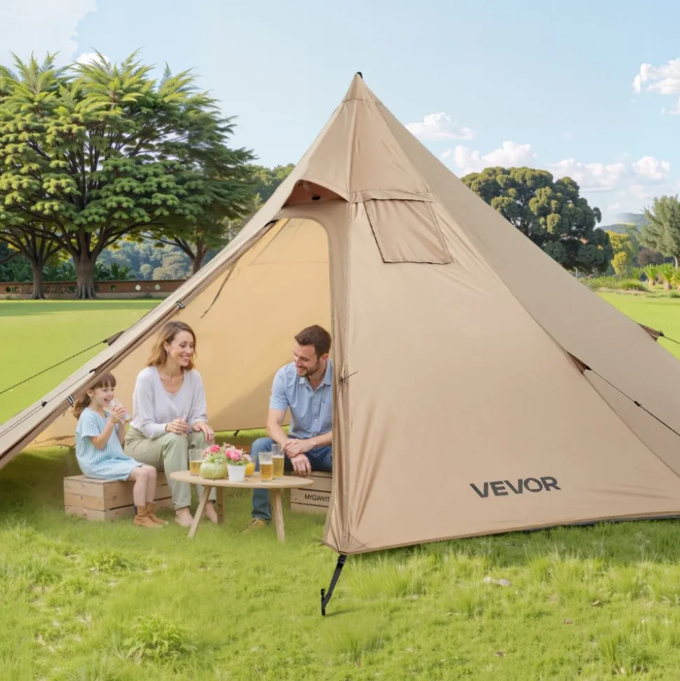 VEVOR Hot Tent for 2 Persons, Portable Winter Tipi Tent with Stove Jack, Waterproof Camping Tents, Lightweight 4 Season Shelter Tents for Hiking Fishing Backpacking, S Size