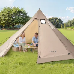 VEVOR Hot Tent for 4-6 Persons, Portable Winter Tipi Tent with Stove Jack, Waterproof Canvas Camping Tents, Lightweight 4 Season Shelter Tents for Hiking Fishing Backpacking, L Size