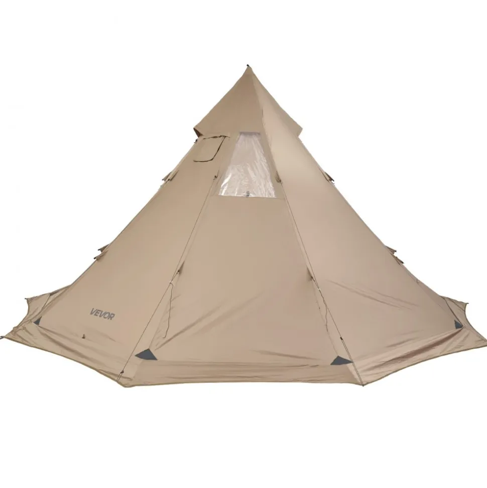 VEVOR Hot Tent for 4-6 Persons, Portable Winter Tipi Tent with Stove Jack, Waterproof Canvas Camping Tents, Lightweight 4 Season Shelter Tents for Hiking Fishing Backpacking, L Size